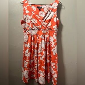 Lands' End Orange and White short Floral Dress